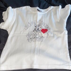 Realisation Par White Crop Top with Red Graphic